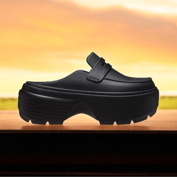 Crocs Unisex Stomp Platform Black Penny Loafer Size 8 - Picture 4 of 8